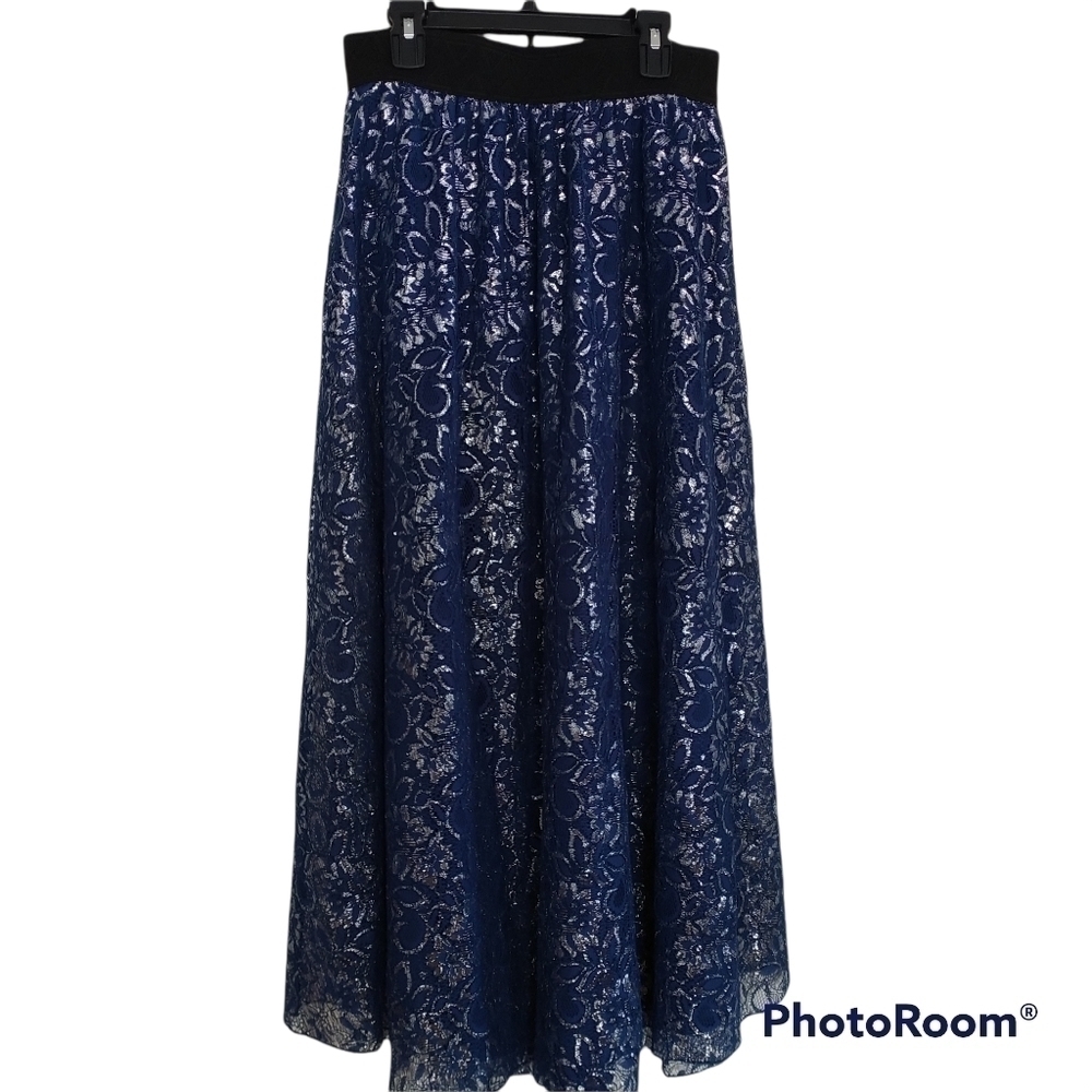 LuLaRoe Elegant Lucy Lace and Metallic Skirt small